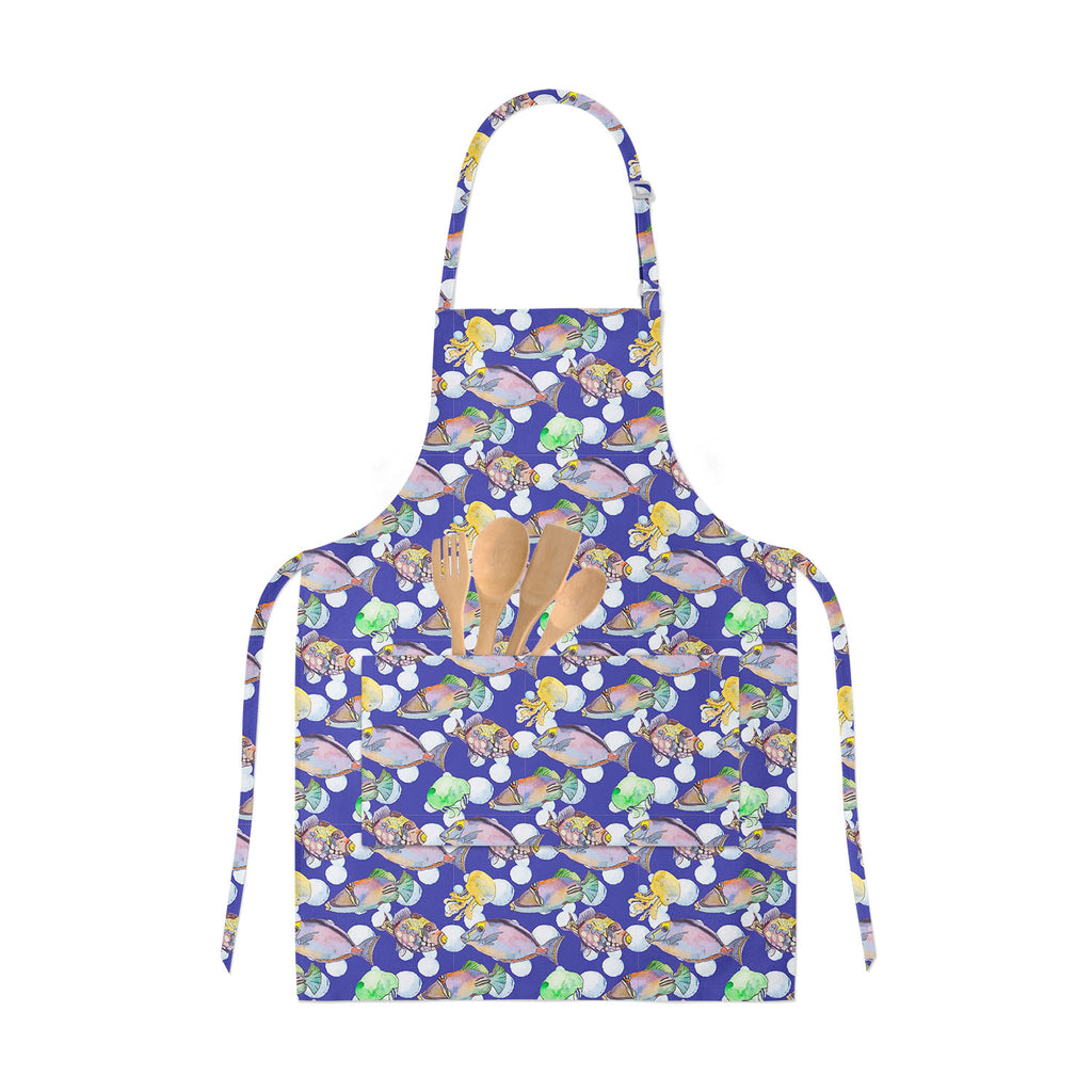 Tropical Sea Apron | Adjustable, Free Size & Waist Tiebacks-Aprons Neck to Knee-APR_NK_KN-IC 5007616 IC 5007616, Animals, Art and Paintings, Birds, Drawing, Illustrations, Nature, Patterns, Scenic, Signs, Signs and Symbols, Stripes, Tropical, Watercolour, Wildlife, sea, apron, adjustable, free, size, waist, tiebacks, animal, aquarium, aquatic, art, background, beautiful, bright, color, colorful, design, diving, emperor, exotic, fauna, fish, illustration, isolate, jellyfish, marine, life, ocean, pattern, sca