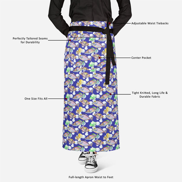 Tropical Sea Apron | Adjustable, Free Size & Waist Tiebacks-Aprons Waist to Knee--IC 5007616 IC 5007616, Animals, Art and Paintings, Birds, Drawing, Illustrations, Nature, Patterns, Scenic, Signs, Signs and Symbols, Stripes, Tropical, Watercolour, Wildlife, sea, full-length, apron, poly-cotton, fabric, adjustable, waist, tiebacks, animal, aquarium, aquatic, art, background, beautiful, bright, color, colorful, design, diving, emperor, exotic, fauna, fish, illustration, isolate, jellyfish, marine, life, ocean