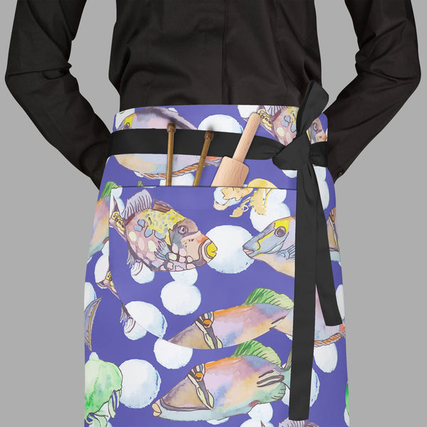 Tropical Sea D2 Apron | Adjustable, Free Size & Waist Tiebacks-Aprons Waist to Feet-APR_WS_FT-IC 5007616 IC 5007616, Animals, Art and Paintings, Birds, Drawing, Illustrations, Nature, Patterns, Scenic, Signs, Signs and Symbols, Stripes, Tropical, Watercolour, Wildlife, sea, d2, full-length, waist, to, feet, apron, poly-cotton, fabric, adjustable, tiebacks, animal, aquarium, aquatic, art, background, beautiful, bright, color, colorful, design, diving, emperor, exotic, fauna, fish, illustration, isolate, jell