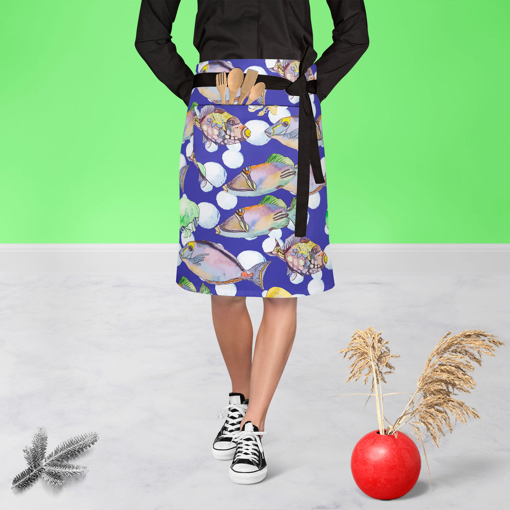 Tropical Sea D2 Apron | Adjustable, Free Size & Waist Tiebacks-Apron Waist to Knee-APR_WS_KN-IC 5007616 IC 5007616, Animals, Art and Paintings, Birds, Drawing, Illustrations, Nature, Patterns, Scenic, Signs, Signs and Symbols, Stripes, Tropical, Watercolour, Wildlife, sea, d2, apron, adjustable, free, size, waist, tiebacks, animal, aquarium, aquatic, art, background, beautiful, bright, color, colorful, design, diving, emperor, exotic, fauna, fish, illustration, isolate, jellyfish, marine, life, ocean, patte