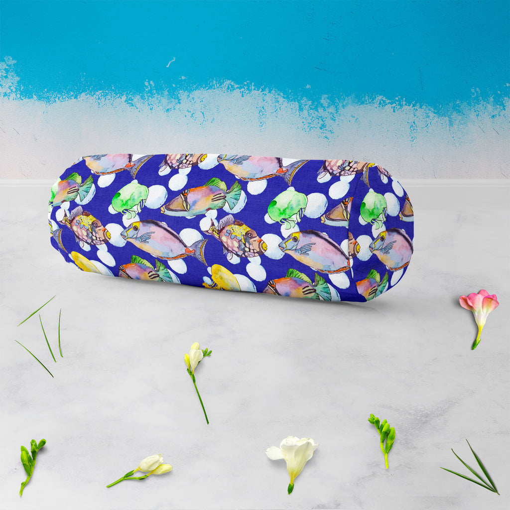 Tropical Sea D2 Bolster Cover Booster Cases | Concealed Zipper Opening-Bolster Covers-BOL_CV_ZP-IC 5007616 IC 5007616, Animals, Art and Paintings, Birds, Drawing, Illustrations, Nature, Patterns, Scenic, Signs, Signs and Symbols, Stripes, Tropical, Watercolour, Wildlife, sea, d2, bolster, cover, booster, cases, concealed, zipper, opening, animal, aquarium, aquatic, art, background, beautiful, bright, color, colorful, design, diving, emperor, exotic, fauna, fish, illustration, isolate, jellyfish, marine, lif