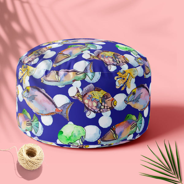 Tropical Sea D2 Footstool Footrest Puffy Pouffe Ottoman Bean Bag | Canvas Fabric-Footstools-FST_CB_BN-IC 5007616 IC 5007616, Animals, Art and Paintings, Birds, Drawing, Illustrations, Nature, Patterns, Scenic, Signs, Signs and Symbols, Stripes, Tropical, Watercolour, Wildlife, sea, d2, footstool, footrest, puffy, pouffe, ottoman, bean, bag, floor, cushion, pillow, canvas, fabric, animal, aquarium, aquatic, art, background, beautiful, bright, color, colorful, design, diving, emperor, exotic, fauna, fish, ill