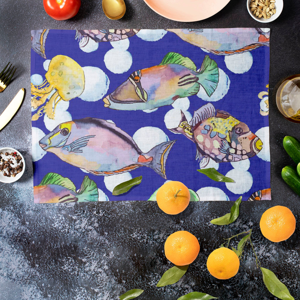 Tropical Sea D2 Table Mat Placemat-Table Place Mats Fabric-MAT_TB-IC 5007616 IC 5007616, Animals, Art and Paintings, Birds, Drawing, Illustrations, Nature, Patterns, Scenic, Signs, Signs and Symbols, Stripes, Tropical, Watercolour, Wildlife, sea, d2, table, mat, placemat, animal, aquarium, aquatic, art, background, beautiful, bright, color, colorful, design, diving, emperor, exotic, fauna, fish, illustration, isolate, jellyfish, marine, life, ocean, pattern, scale, scales, seamless, seaside, set, stripe, tr