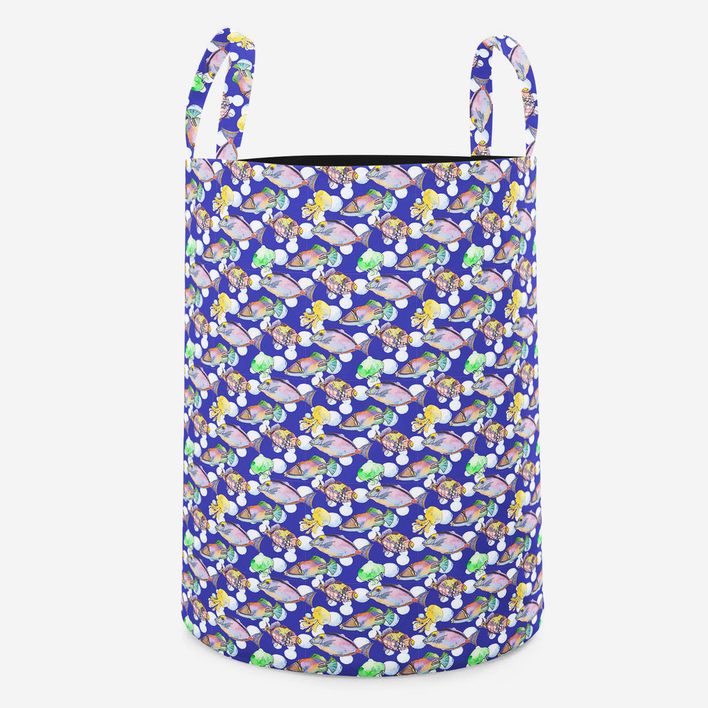 Tropical Sea Foldable Open Storage Bin | Organizer Box, Toy Basket, Shelf Box, Laundry Bag | Canvas Fabric-Storage Bins-STR_BI_RD-IC 5007616 IC 5007616, Animals, Art and Paintings, Birds, Drawing, Illustrations, Nature, Patterns, Scenic, Signs, Signs and Symbols, Stripes, Tropical, Watercolour, Wildlife, sea, foldable, open, storage, bin, organizer, box, toy, basket, shelf, laundry, bag, canvas, fabric, animal, aquarium, aquatic, art, background, beautiful, bright, color, colorful, design, diving, emperor, 