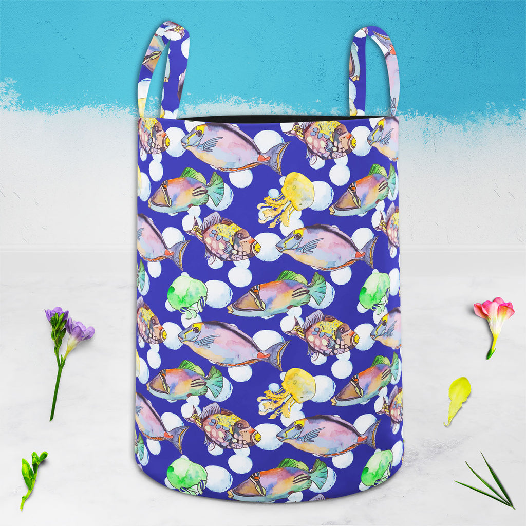 Tropical Sea D2 Foldable Open Storage Bin | Organizer Box, Toy Basket, Shelf Box, Laundry Bag | Canvas Fabric-Storage Bins-STR_BI_CB-IC 5007616 IC 5007616, Animals, Art and Paintings, Birds, Drawing, Illustrations, Nature, Patterns, Scenic, Signs, Signs and Symbols, Stripes, Tropical, Watercolour, Wildlife, sea, d2, foldable, open, storage, bin, organizer, box, toy, basket, shelf, laundry, bag, canvas, fabric, animal, aquarium, aquatic, art, background, beautiful, bright, color, colorful, design, diving, em