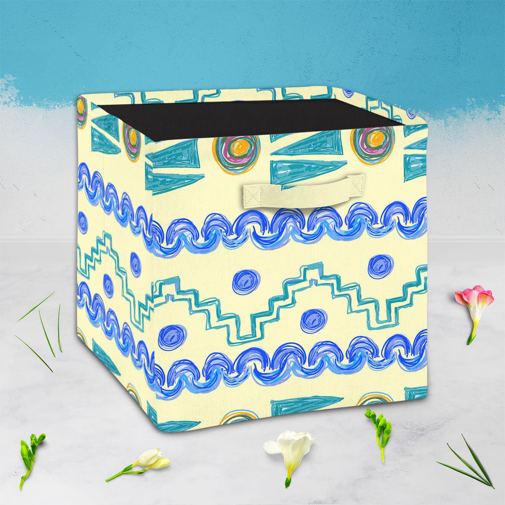Hand Drawn Design D5 Foldable Open Storage Bin | Organizer Box, Toy Basket, Shelf Box, Laundry Bag | Canvas Fabric-Storage Bins-STR_BI_CB-IC 5007622 IC 5007622, Abstract Expressionism, Abstracts, Art and Paintings, Baby, Children, Circle, Digital, Digital Art, Fashion, Geometric, Geometric Abstraction, Graphic, Holidays, Kids, Modern Art, Nature, Patterns, Retro, Scenic, Semi Abstract, Signs, Signs and Symbols, Stripes, Urban, hand, drawn, design, d5, foldable, open, storage, bin, organizer, box, toy, baske