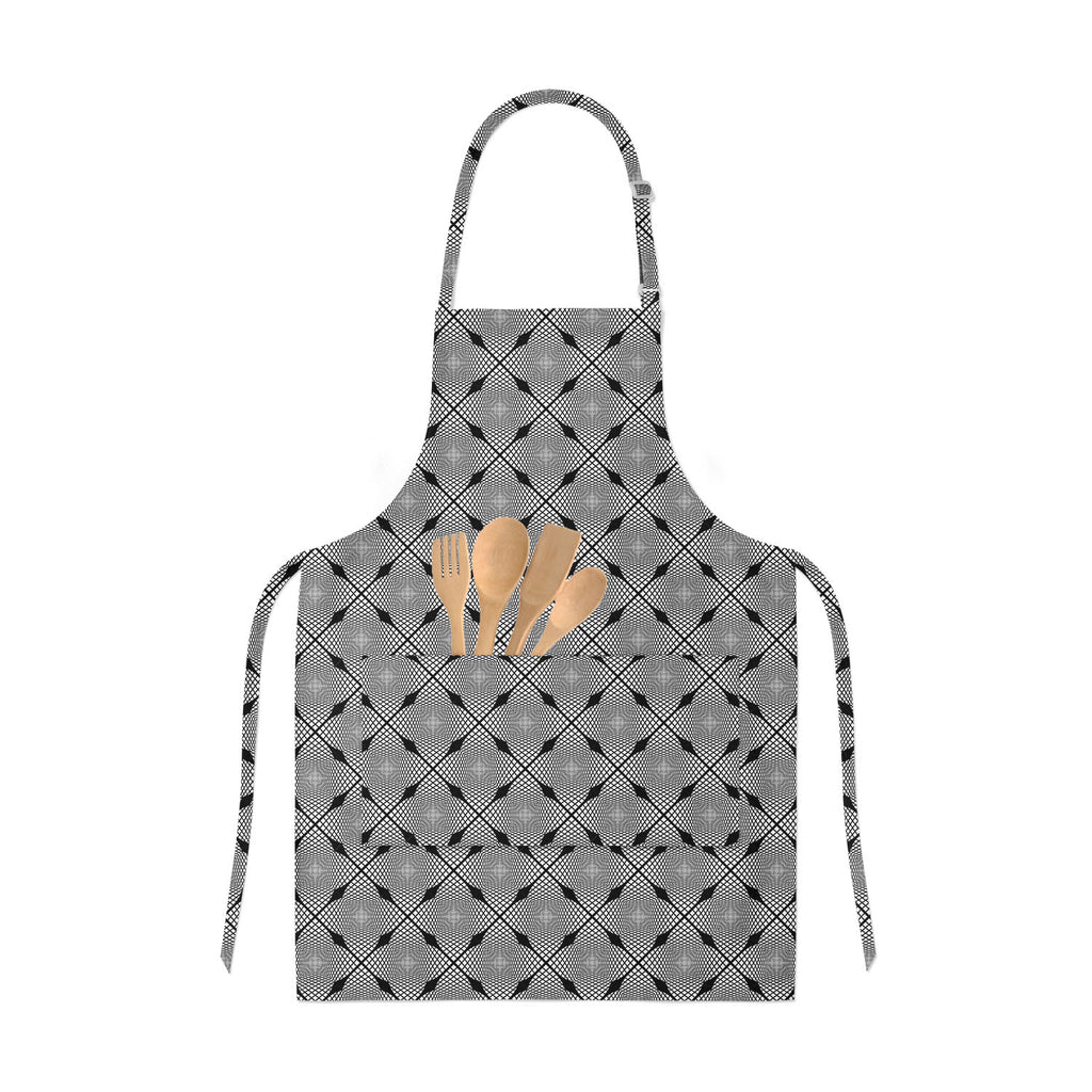 Monochrome Geometric Apron | Adjustable, Free Size & Waist Tiebacks-Aprons Neck to Knee-APR_NK_KN-IC 5007623 IC 5007623, Abstract Expressionism, Abstracts, Art and Paintings, Black, Black and White, Check, Diamond, Digital, Digital Art, Geometric, Geometric Abstraction, Graphic, Grid Art, Illustrations, Modern Art, Patterns, Semi Abstract, Signs, Signs and Symbols, Stripes, White, monochrome, apron, adjustable, free, size, waist, tiebacks, abstract, abstraction, art, background, checker, curve, design, diag