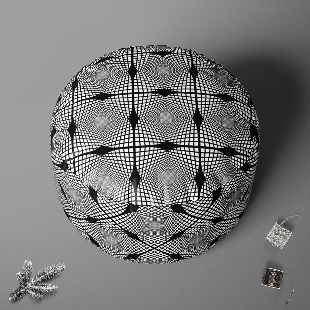 Monochrome Geometric D1 Footstool Footrest Puffy Pouffe Ottoman Bean Bag | Canvas Fabric-Footstools-FST_CB_BN-IC 5007623 IC 5007623, Abstract Expressionism, Abstracts, Art and Paintings, Black, Black and White, Check, Diamond, Digital, Digital Art, Geometric, Geometric Abstraction, Graphic, Grid Art, Illustrations, Modern Art, Patterns, Semi Abstract, Signs, Signs and Symbols, Stripes, White, monochrome, d1, footstool, footrest, puffy, pouffe, ottoman, bean, bag, canvas, fabric, abstract, abstraction, art, 