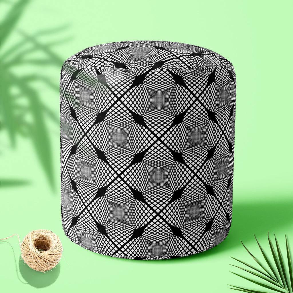 Monochrome Geometric D1 Footstool Footrest Puffy Pouffe Ottoman Bean Bag | Canvas Fabric-Footstools-FST_CB_BN-IC 5007623 IC 5007623, Abstract Expressionism, Abstracts, Art and Paintings, Black, Black and White, Check, Diamond, Digital, Digital Art, Geometric, Geometric Abstraction, Graphic, Grid Art, Illustrations, Modern Art, Patterns, Semi Abstract, Signs, Signs and Symbols, Stripes, White, monochrome, d1, footstool, footrest, puffy, pouffe, ottoman, bean, bag, canvas, fabric, abstract, abstraction, art, 
