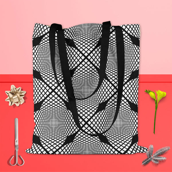 Monochrome Geometric D1 Tote Bag Shoulder Purse | Multipurpose-Tote Bags Basic-TOT_FB_BS-IC 5007623 IC 5007623, Abstract Expressionism, Abstracts, Art and Paintings, Black, Black and White, Check, Diamond, Digital, Digital Art, Geometric, Geometric Abstraction, Graphic, Grid Art, Illustrations, Modern Art, Patterns, Semi Abstract, Signs, Signs and Symbols, Stripes, White, monochrome, d1, tote, bag, shoulder, purse, cotton, canvas, fabric, multipurpose, abstract, abstraction, art, background, checker, curve,