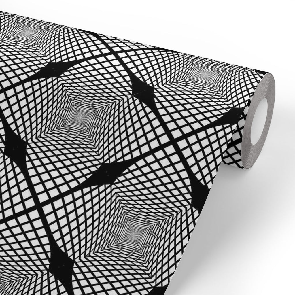 Monochrome Geometric Wallpaper Roll-Wallpapers Peel & Stick-WAL_PA-IC 5007623 IC 5007623, Abstract Expressionism, Abstracts, Art and Paintings, Black, Black and White, Check, Diamond, Digital, Digital Art, Geometric, Geometric Abstraction, Graphic, Grid Art, Illustrations, Modern Art, Patterns, Semi Abstract, Signs, Signs and Symbols, Stripes, White, monochrome, wallpaper, roll, abstract, abstraction, art, background, checker, curve, design, diagonal, endless, futuristic, geometrical, grid, illusion, lattic