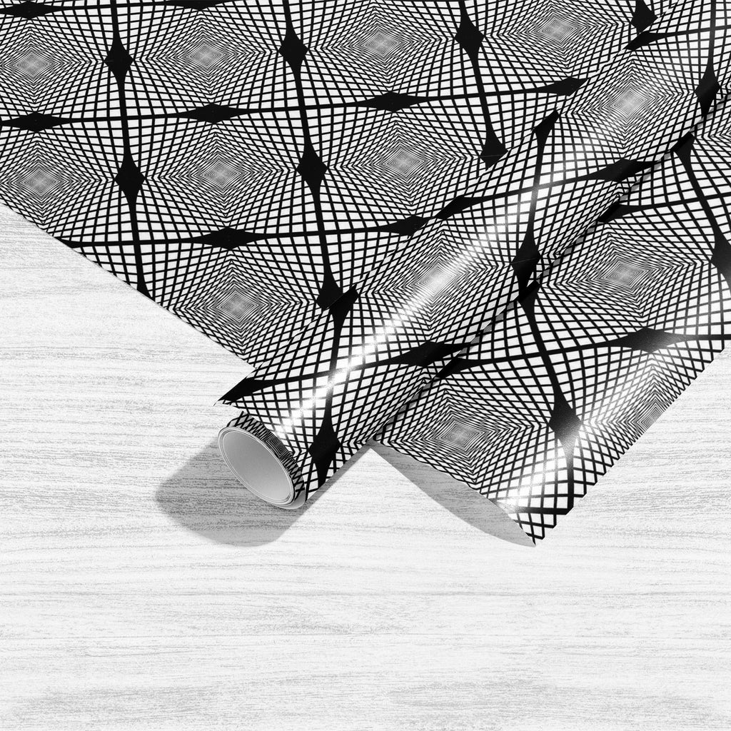 Monochrome Geometric D1 Art & Craft Gift Wrapping Paper-Wrapping Papers-WRP_PP-IC 5007623 IC 5007623, Abstract Expressionism, Abstracts, Art and Paintings, Black, Black and White, Check, Diamond, Digital, Digital Art, Geometric, Geometric Abstraction, Graphic, Grid Art, Illustrations, Modern Art, Patterns, Semi Abstract, Signs, Signs and Symbols, Stripes, White, monochrome, d1, art, craft, gift, wrapping, paper, abstract, abstraction, background, checker, curve, design, diagonal, endless, futuristic, geomet