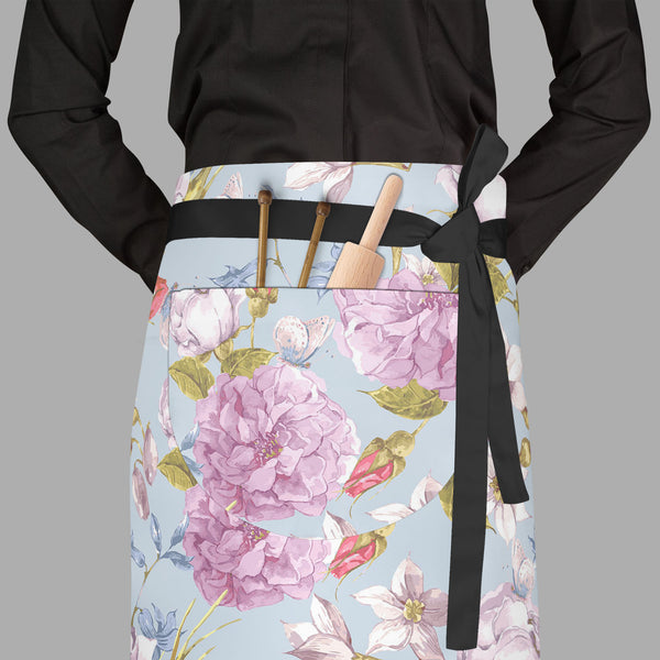Floral Roses D1 Apron | Adjustable, Free Size & Waist Tiebacks-Aprons Waist to Feet-APR_WS_FT-IC 5007625 IC 5007625, Abstract Expressionism, Abstracts, Ancient, Botanical, Floral, Flowers, Historical, Medieval, Nature, Patterns, Retro, Scenic, Semi Abstract, Vintage, Watercolour, Wedding, roses, d1, full-length, waist, to, feet, apron, poly-cotton, fabric, adjustable, tiebacks, peonies, flower, pattern, seamless, abstract, anniversary, artwork, background, bloom, bouquet, butterfly, garden, greeting, invita