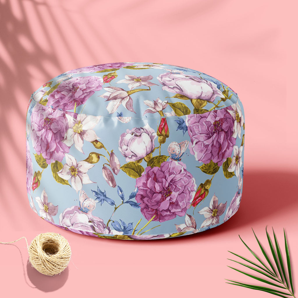 Floral Roses D1 Footstool Footrest Puffy Pouffe Ottoman Bean Bag | Canvas Fabric-Footstools-FST_CB_BN-IC 5007625 IC 5007625, Abstract Expressionism, Abstracts, Ancient, Botanical, Floral, Flowers, Historical, Medieval, Nature, Patterns, Retro, Scenic, Semi Abstract, Vintage, Watercolour, Wedding, roses, d1, footstool, footrest, puffy, pouffe, ottoman, bean, bag, canvas, fabric, peonies, flower, pattern, seamless, abstract, anniversary, artwork, background, bloom, bouquet, butterfly, garden, greeting, invita
