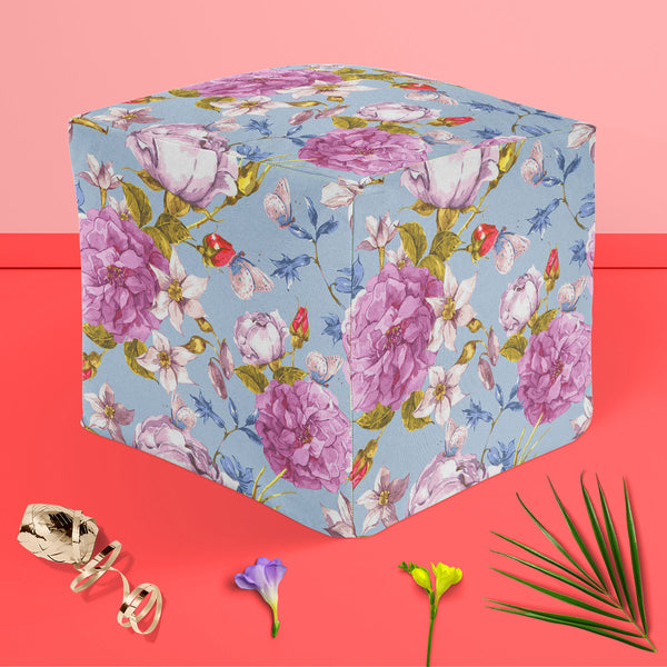 Floral Roses D1 Footstool Footrest Puffy Pouffe Ottoman Bean Bag | Canvas Fabric-Footstools-FST_CB_BN-IC 5007625 IC 5007625, Abstract Expressionism, Abstracts, Ancient, Botanical, Floral, Flowers, Historical, Medieval, Nature, Patterns, Retro, Scenic, Semi Abstract, Vintage, Watercolour, Wedding, roses, d1, puffy, pouffe, ottoman, footstool, footrest, bean, bag, canvas, fabric, peonies, flower, pattern, seamless, abstract, anniversary, artwork, background, bloom, bouquet, butterfly, garden, greeting, invita