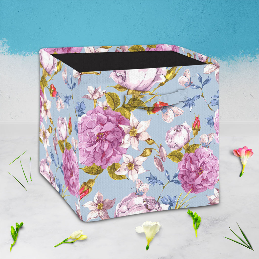 Floral Roses D1 Foldable Open Storage Bin | Organizer Box, Toy Basket, Shelf Box, Laundry Bag | Canvas Fabric-Storage Bins-STR_BI_CB-IC 5007625 IC 5007625, Abstract Expressionism, Abstracts, Ancient, Botanical, Floral, Flowers, Historical, Medieval, Nature, Patterns, Retro, Scenic, Semi Abstract, Vintage, Watercolour, Wedding, roses, d1, foldable, open, storage, bin, organizer, box, toy, basket, shelf, laundry, bag, canvas, fabric, peonies, flower, pattern, seamless, abstract, anniversary, artwork, backgrou