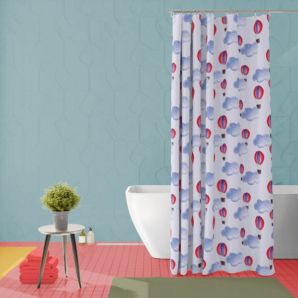 Watercolor Balloons & Clouds D1 Washable Waterproof Shower Curtain-Shower Curtains-CUR_SH-IC 5007627 IC 5007627, Abstract Expressionism, Abstracts, Ancient, Black and White, Digital, Digital Art, Drawing, Graphic, Hand Drawn, Historical, Illustrations, Medieval, Patterns, Retro, Semi Abstract, Signs, Signs and Symbols, Splatter, Vintage, Watercolour, White, watercolor, balloons, clouds, d1, washable, waterproof, polyester, shower, curtain, eyelets, abstract, aerostat, air, aqua, background, balloon, banner,