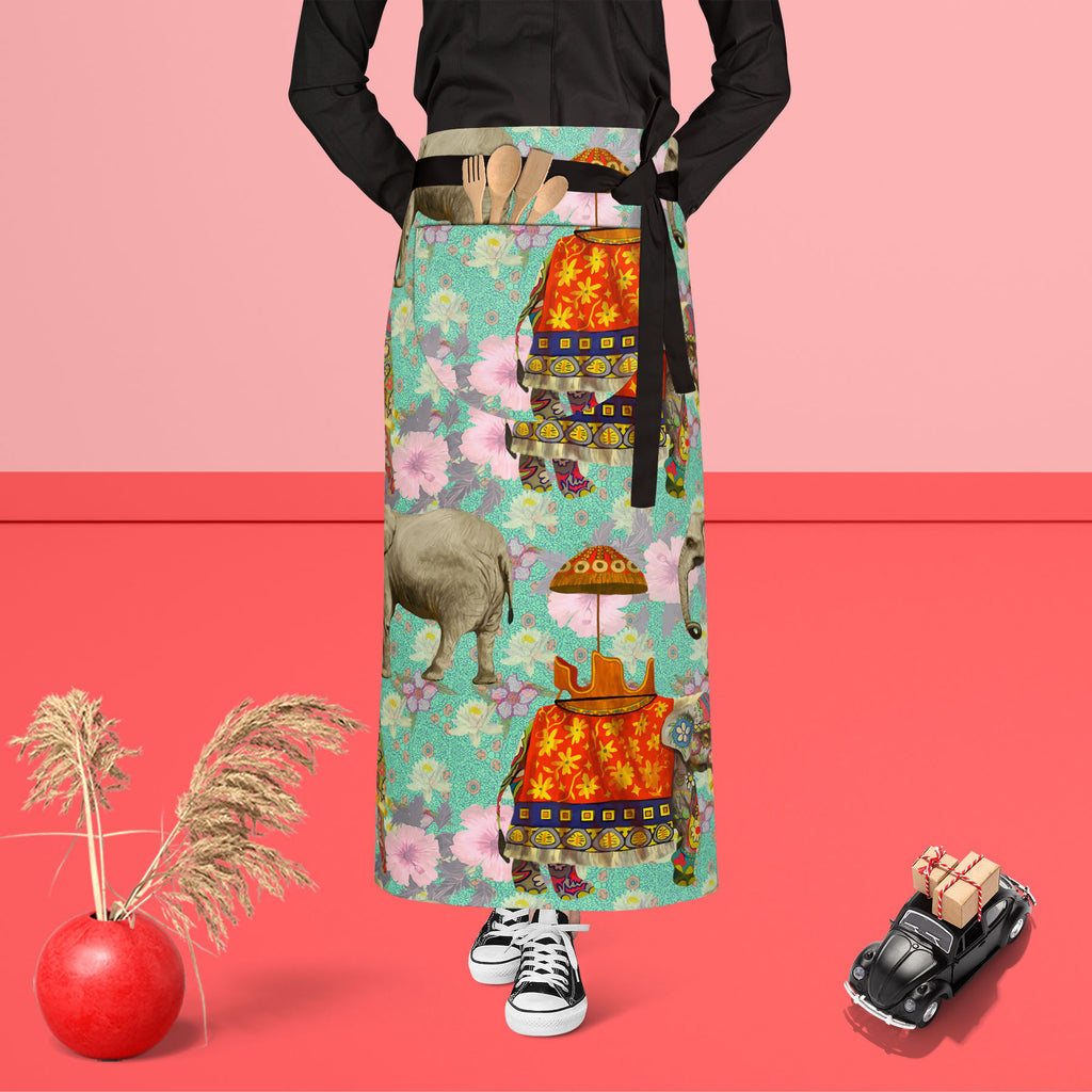 Elephant Pattern D2 Apron | Adjustable, Free Size & Waist Tiebacks-Aprons Waist to Feet-APR_WS_FT-IC 5007629 IC 5007629, Art and Paintings, Botanical, Floral, Flowers, Hand Drawn, Indian, Nature, Patterns, Scenic, Signs, Signs and Symbols, elephant, pattern, d2, apron, adjustable, free, size, waist, tiebacks, lotus, flower, india, seamless, art, background, design, exotic, hand, drawn, wild, life, artzfolio, kitchen apron, white apron, kids apron, cooking apron, chef apron, aprons for men, aprons for women,