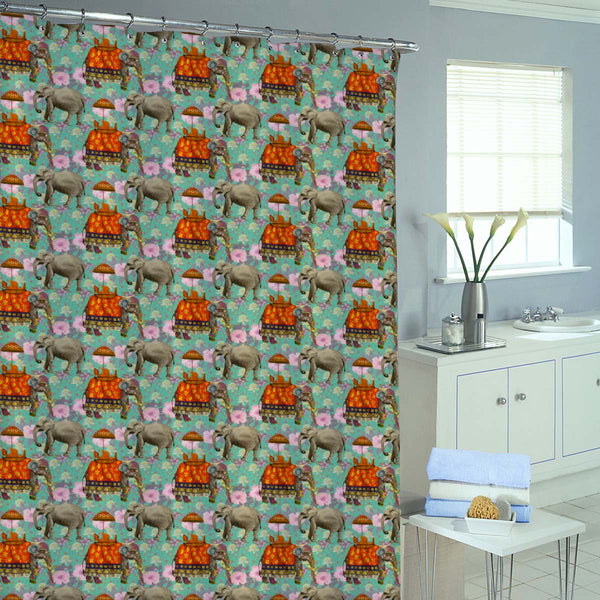 Indian Elephants Washable Waterproof Shower Curtain-Shower Curtains-CUR_SH-IC 5007629 IC 5007629, Art and Paintings, Botanical, Floral, Flowers, Hand Drawn, Indian, Nature, Patterns, Scenic, Signs, Signs and Symbols, elephants, washable, waterproof, shower, curtain, eyelets, elephant, lotus, flower, pattern, india, seamless, art, background, design, exotic, hand, drawn, wild, life, artzfolio, shower curtain, bathroom curtain, eyelet shower curtain, waterproof shower curtain, kids shower curtain, washable cu