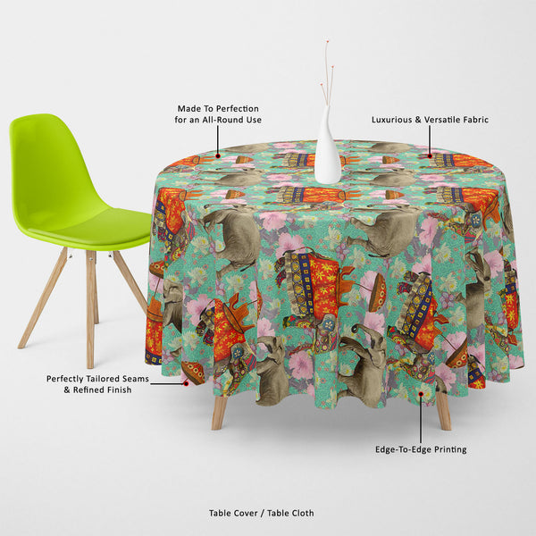 Indian Elephants Table Cloth Cover-Table Covers-CVR_TB_RD-IC 5007629 IC 5007629, Art and Paintings, Botanical, Floral, Flowers, Hand Drawn, Indian, Nature, Patterns, Scenic, Signs, Signs and Symbols, elephants, table, cloth, cover, canvas, fabric, elephant, lotus, flower, pattern, india, seamless, art, background, design, exotic, hand, drawn, wild, life, artzfolio, table cloth, table cover, dining table cloth, round table cloth, plastic sheet for dining table, center table cloth, table clothes, plastic tabl