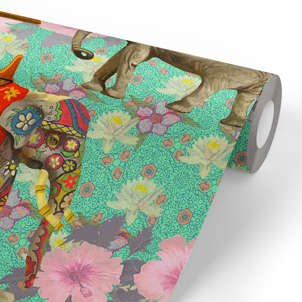 Indian Elephants Wallpaper Roll-Wallpapers Peel & Stick-WAL_PA-IC 5007629 IC 5007629, Art and Paintings, Botanical, Floral, Flowers, Hand Drawn, Indian, Nature, Patterns, Scenic, Signs, Signs and Symbols, elephants, wallpaper, roll, elephant, lotus, flower, pattern, india, seamless, art, background, design, exotic, hand, drawn, wild, life, artzfolio, wallpapers for bedroom, wall papers full sheet for living room, wallpapers for home, pvc wallpaper, peel stick wallpaper, wall paper, adhesive wallpaper, room 