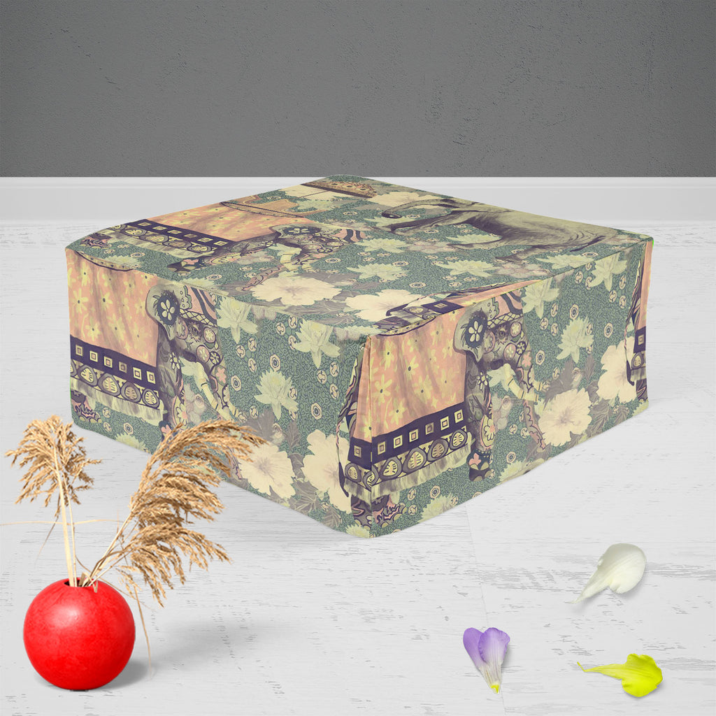 Elephant Pattern D3 Footstool Footrest Puffy Pouffe Ottoman Bean Bag | Canvas Fabric-Footstools-FST_CB_BN-IC 5007630 IC 5007630, Ancient, Art and Paintings, Botanical, Fashion, Floral, Flowers, Hand Drawn, Historical, Indian, Medieval, Nature, Patterns, Retro, Scenic, Signs, Signs and Symbols, Vintage, elephant, pattern, d3, footstool, footrest, puffy, pouffe, ottoman, bean, bag, canvas, fabric, art, background, design, exotic, flower, hand, drawn, india, lotus, old, seamless, style, trend, trendy, wild, li