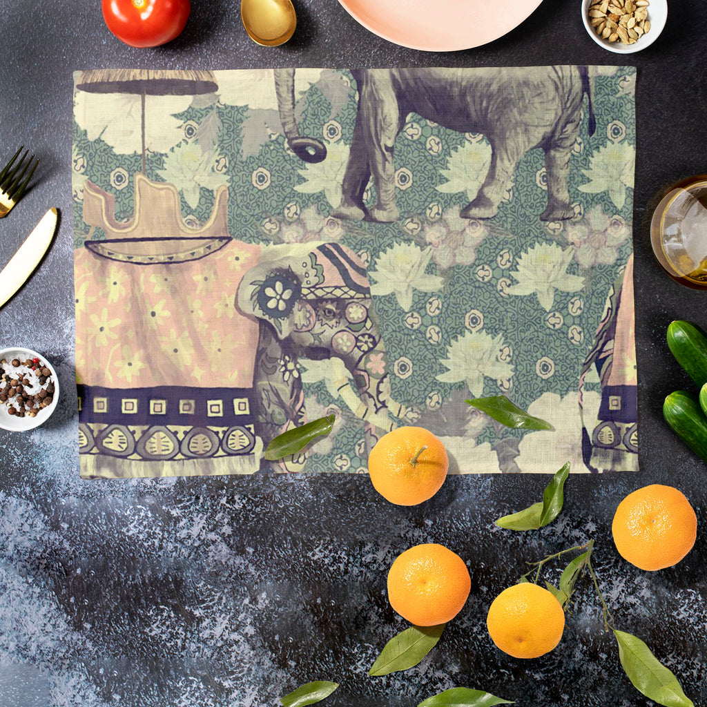Elephant Pattern D3 Table Mat Placemat-Table Place Mats Fabric-MAT_TB-IC 5007630 IC 5007630, Ancient, Art and Paintings, Botanical, Fashion, Floral, Flowers, Hand Drawn, Historical, Indian, Medieval, Nature, Patterns, Retro, Scenic, Signs, Signs and Symbols, Vintage, elephant, pattern, d3, table, mat, placemat, art, background, design, exotic, flower, hand, drawn, india, lotus, old, seamless, style, trend, trendy, wild, life, artzfolio, table mats for dining table, table mat, table mats, placemats, placemat