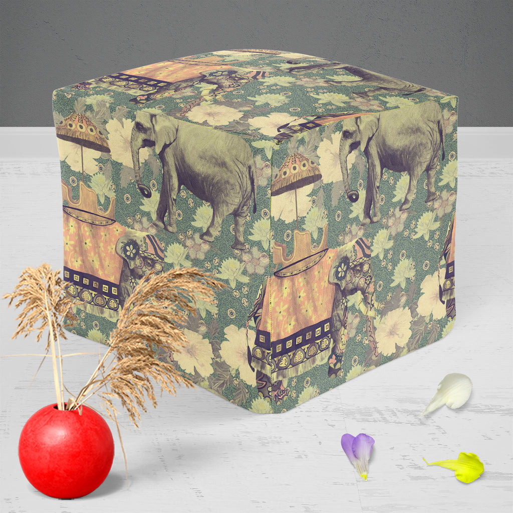 Elephant Pattern D3 Footstool Footrest Puffy Pouffe Ottoman Bean Bag | Canvas Fabric-Footstools-FST_CB_BN-IC 5007630 IC 5007630, Ancient, Art and Paintings, Botanical, Fashion, Floral, Flowers, Hand Drawn, Historical, Indian, Medieval, Nature, Patterns, Retro, Scenic, Signs, Signs and Symbols, Vintage, elephant, pattern, d3, footstool, footrest, puffy, pouffe, ottoman, bean, bag, canvas, fabric, art, background, design, exotic, flower, hand, drawn, india, lotus, old, seamless, style, trend, trendy, wild, li