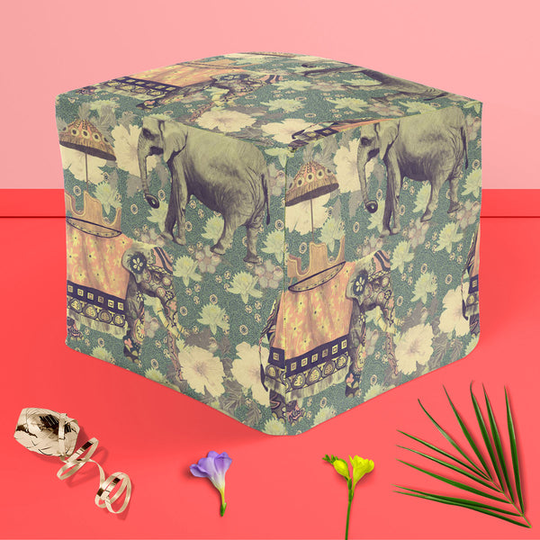 Elephant Pattern D3 Footstool Footrest Puffy Pouffe Ottoman Bean Bag | Canvas Fabric-Footstools-FST_CB_BN-IC 5007630 IC 5007630, Ancient, Art and Paintings, Botanical, Fashion, Floral, Flowers, Hand Drawn, Historical, Indian, Medieval, Nature, Patterns, Retro, Scenic, Signs, Signs and Symbols, Vintage, elephant, pattern, d3, puffy, pouffe, ottoman, footstool, footrest, bean, bag, canvas, fabric, art, background, design, exotic, flower, hand, drawn, india, lotus, old, seamless, style, trend, trendy, wild, li