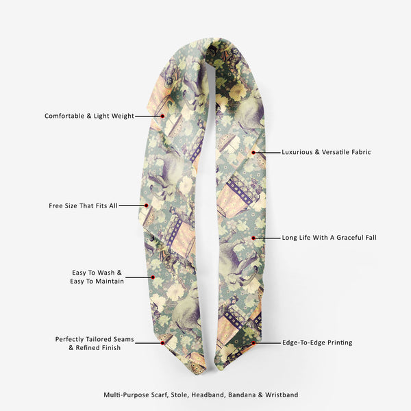Indian Elephants Printed Scarf | Neckwear Balaclava | Girls & Women | Soft Poly Fabric-Scarfs Basic--IC 5007630 IC 5007630, Ancient, Art and Paintings, Botanical, Fashion, Floral, Flowers, Hand Drawn, Historical, Indian, Medieval, Nature, Patterns, Retro, Scenic, Signs, Signs and Symbols, Vintage, elephants, printed, scarf, neckwear, balaclava, girls, women, soft, poly, fabric, elephant, art, background, design, exotic, flower, hand, drawn, india, lotus, old, pattern, seamless, style, trend, trendy, wild, l