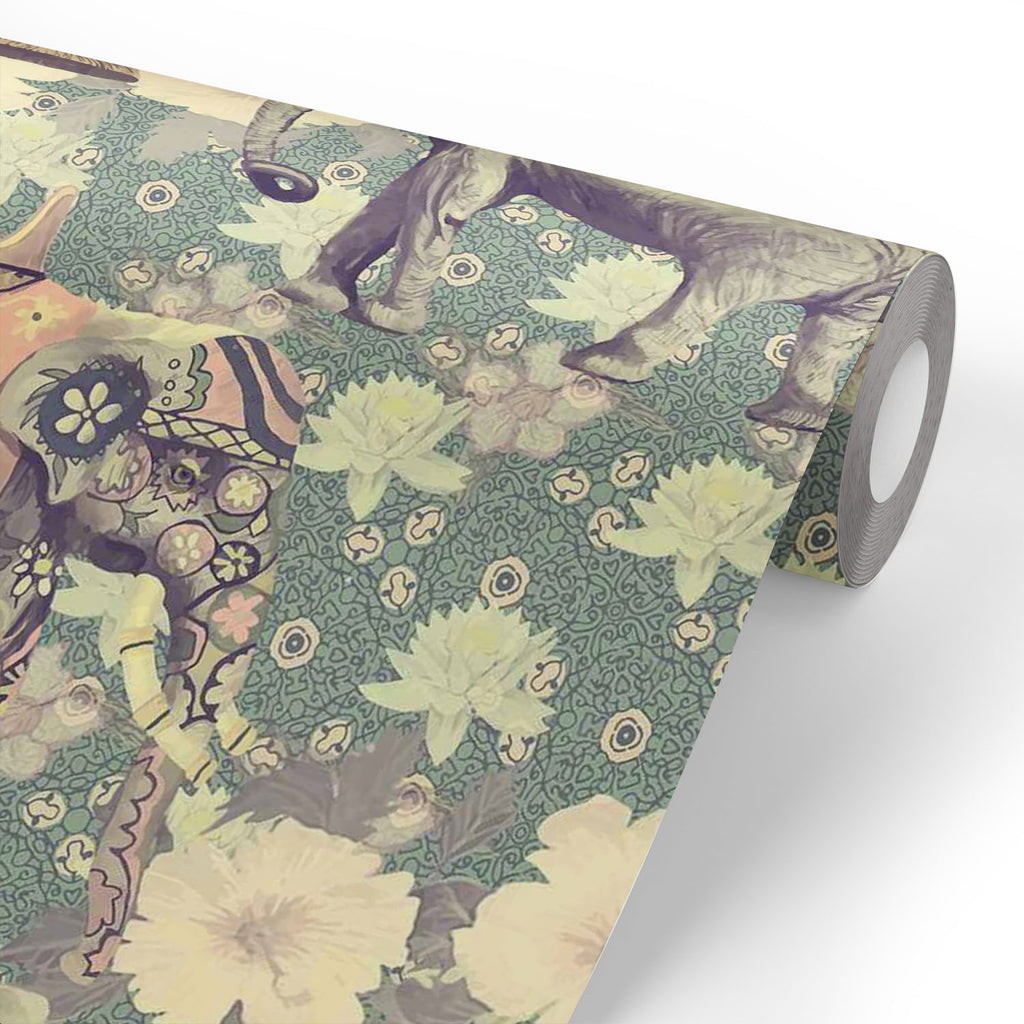 Indian Elephants Wallpaper Roll-Wallpapers Peel & Stick-WAL_PA-IC 5007630 IC 5007630, Ancient, Art and Paintings, Botanical, Fashion, Floral, Flowers, Hand Drawn, Historical, Indian, Medieval, Nature, Patterns, Retro, Scenic, Signs, Signs and Symbols, Vintage, elephants, wallpaper, roll, elephant, art, background, design, exotic, flower, hand, drawn, india, lotus, old, pattern, seamless, style, trend, trendy, wild, life, artzfolio, wallpapers for bedroom, wall papers full sheet for living room, wallpapers f