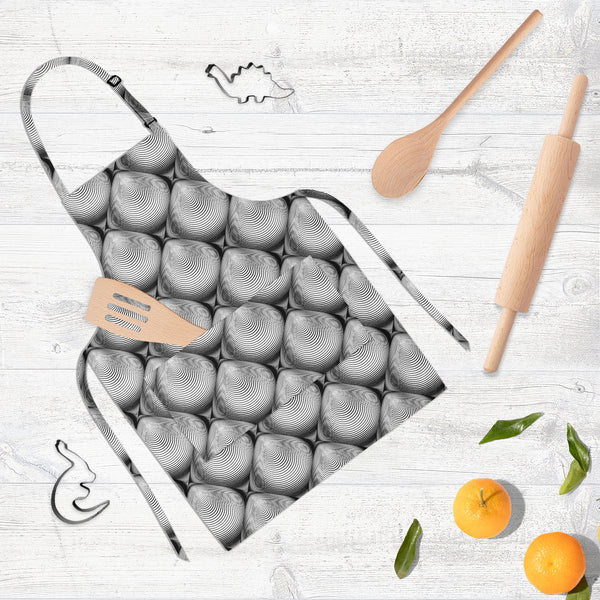 Monochrome Cone Apron | Adjustable, Free Size & Waist Tiebacks-Aprons Neck to Knee-APR_NK_KN-IC 5007631 IC 5007631, Abstract Expressionism, Abstracts, Art and Paintings, Black, Black and White, Circle, Digital, Digital Art, Eygptian, Geometric, Geometric Abstraction, Graphic, Grid Art, Illustrations, Modern Art, Patterns, Semi Abstract, Signs, Signs and Symbols, Stripes, White, monochrome, cone, full-length, neck, to, knee, apron, poly-cotton, fabric, adjustable, buckle, waist, tiebacks, abstract, abstracti