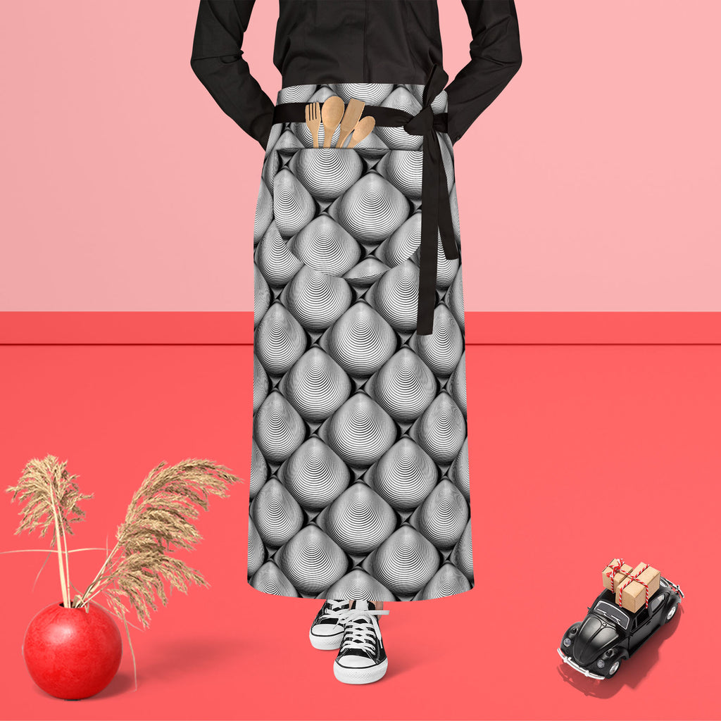 Monochrome Cone Apron | Adjustable, Free Size & Waist Tiebacks-Aprons Waist to Feet-APR_WS_FT-IC 5007631 IC 5007631, Abstract Expressionism, Abstracts, Art and Paintings, Black, Black and White, Circle, Digital, Digital Art, Eygptian, Geometric, Geometric Abstraction, Graphic, Grid Art, Illustrations, Modern Art, Patterns, Semi Abstract, Signs, Signs and Symbols, Stripes, White, monochrome, cone, apron, adjustable, free, size, waist, tiebacks, abstract, abstraction, arc, arch, art, background, bend, circula