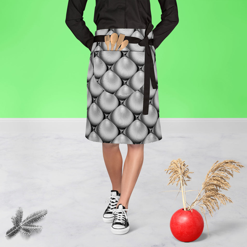 Monochrome Cone Apron | Adjustable, Free Size & Waist Tiebacks-Apron Waist to Knee-APR_WS_KN-IC 5007631 IC 5007631, Abstract Expressionism, Abstracts, Art and Paintings, Black, Black and White, Circle, Digital, Digital Art, Eygptian, Geometric, Geometric Abstraction, Graphic, Grid Art, Illustrations, Modern Art, Patterns, Semi Abstract, Signs, Signs and Symbols, Stripes, White, monochrome, cone, apron, adjustable, free, size, waist, tiebacks, abstract, abstraction, arc, arch, art, background, bend, circular