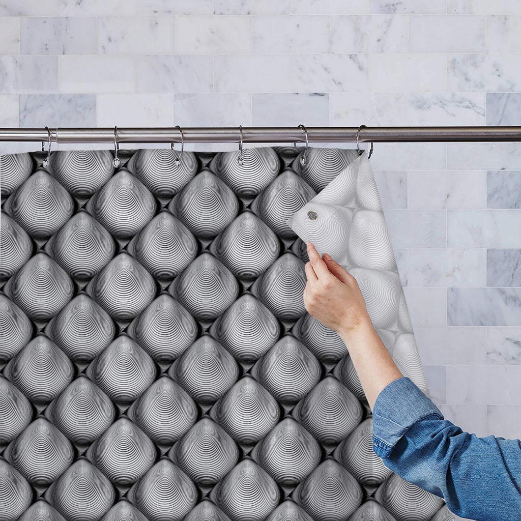 Monochrome Cone Washable Waterproof Shower Curtain-Shower Curtains-CUR_SH-IC 5007631 IC 5007631, Abstract Expressionism, Abstracts, Art and Paintings, Black, Black and White, Circle, Digital, Digital Art, Eygptian, Geometric, Geometric Abstraction, Graphic, Grid Art, Illustrations, Modern Art, Patterns, Semi Abstract, Signs, Signs and Symbols, Stripes, White, monochrome, cone, washable, waterproof, shower, curtain, abstract, abstraction, arc, arch, art, background, bend, circular, convex, creative, curve, d