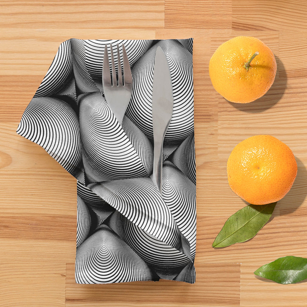 Monochrome Cone Table Napkin-Table Napkins-NAP_TB-IC 5007631 IC 5007631, Abstract Expressionism, Abstracts, Art and Paintings, Black, Black and White, Circle, Digital, Digital Art, Eygptian, Geometric, Geometric Abstraction, Graphic, Grid Art, Illustrations, Modern Art, Patterns, Semi Abstract, Signs, Signs and Symbols, Stripes, White, monochrome, cone, table, napkin, abstract, abstraction, arc, arch, art, background, bend, circular, convex, creative, curve, design, diagonal, distorted, distortion, dynamic,