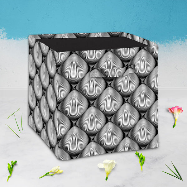 Monochrome Cone Foldable Open Storage Bin | Organizer Box, Toy Basket, Shelf Box, Laundry Bag | Canvas Fabric-Storage Bins-STR_BI_CB-IC 5007631 IC 5007631, Abstract Expressionism, Abstracts, Art and Paintings, Black, Black and White, Circle, Digital, Digital Art, Eygptian, Geometric, Geometric Abstraction, Graphic, Grid Art, Illustrations, Modern Art, Patterns, Semi Abstract, Signs, Signs and Symbols, Stripes, White, monochrome, cone, foldable, open, storage, bin, organizer, box, toy, basket, shelf, laundry