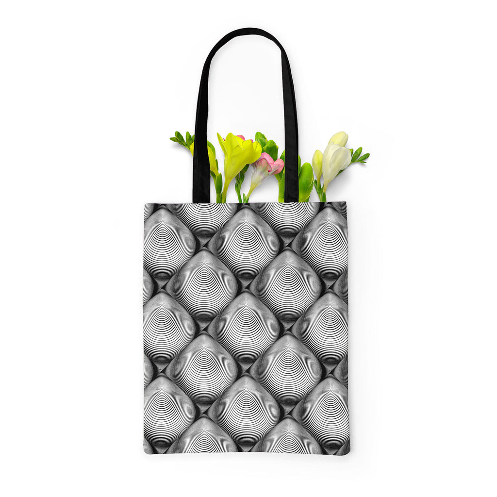 Monochrome Cone Tote Bag Shoulder Purse | Multipurpose-Tote Bags Basic-TOT_FB_BS-IC 5007631 IC 5007631, Abstract Expressionism, Abstracts, Art and Paintings, Black, Black and White, Circle, Digital, Digital Art, Eygptian, Geometric, Geometric Abstraction, Graphic, Grid Art, Illustrations, Modern Art, Patterns, Semi Abstract, Signs, Signs and Symbols, Stripes, White, monochrome, cone, tote, bag, shoulder, purse, multipurpose, abstract, abstraction, arc, arch, art, background, bend, circular, convex, creative