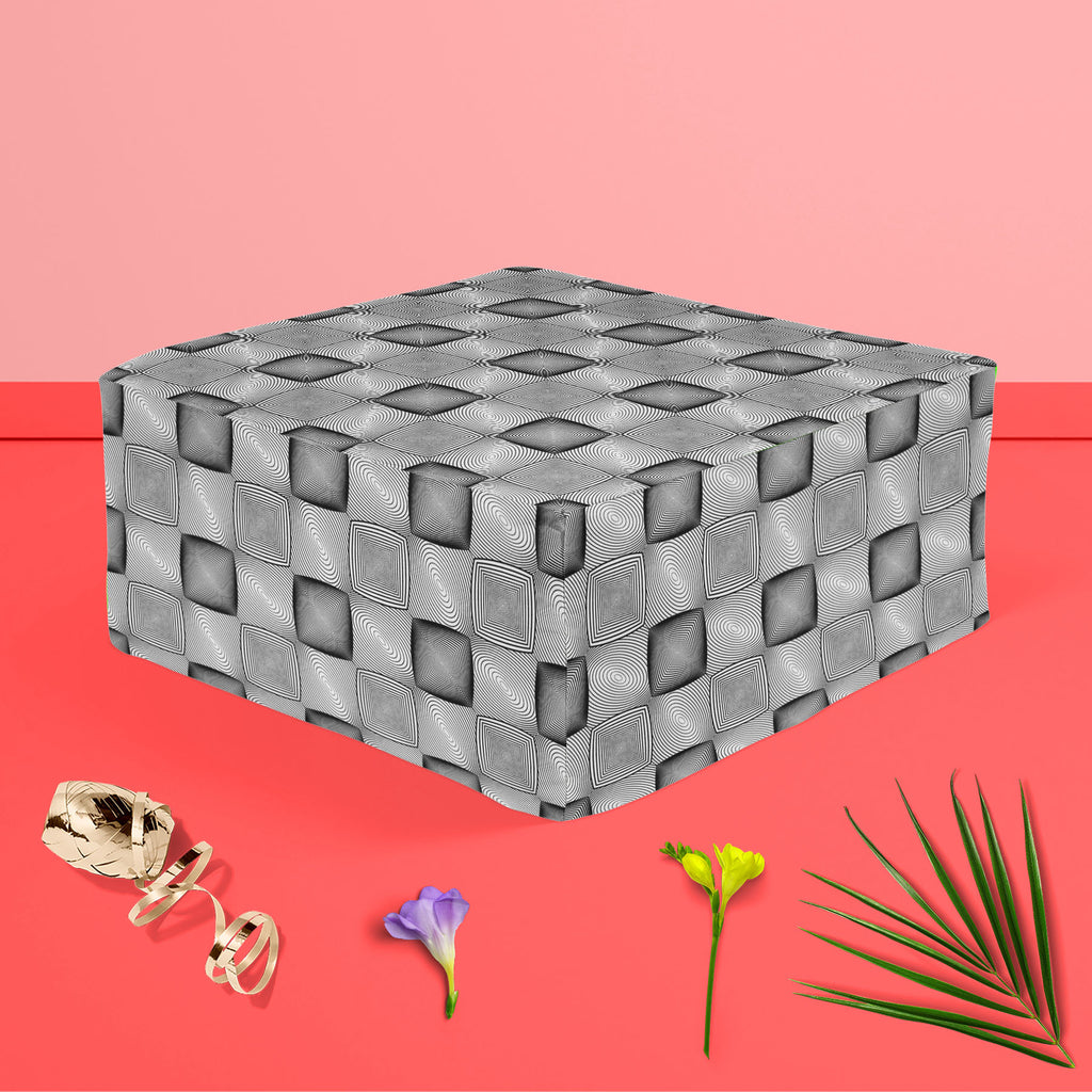 Monochrome Squares Footstool Footrest Puffy Pouffe Ottoman Bean Bag | Canvas Fabric-Footstools-FST_CB_BN-IC 5007632 IC 5007632, Abstract Expressionism, Abstracts, Art and Paintings, Black, Black and White, Check, Circle, Digital, Digital Art, Geometric, Geometric Abstraction, Graphic, Grid Art, Illustrations, Modern Art, Patterns, Semi Abstract, Signs, Signs and Symbols, Stripes, White, monochrome, squares, footstool, footrest, puffy, pouffe, ottoman, bean, bag, canvas, fabric, abstract, abstraction, art, b