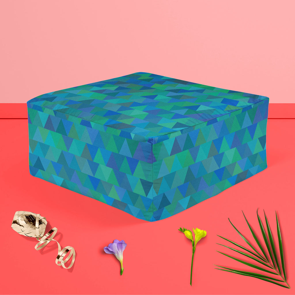 Creative Triangles D1 Footstool Footrest Puffy Pouffe Ottoman Bean Bag | Canvas Fabric-Footstools-FST_CB_BN-IC 5007635 IC 5007635, Abstract Expressionism, Abstracts, Digital, Digital Art, Fashion, Geometric, Geometric Abstraction, Graphic, Hipster, Illustrations, Modern Art, Patterns, Retro, Semi Abstract, Signs, Signs and Symbols, Triangles, creative, d1, footstool, footrest, puffy, pouffe, ottoman, bean, bag, canvas, fabric, abstract, background, vector, backdrop, blue, cover, decoration, delta, design, d