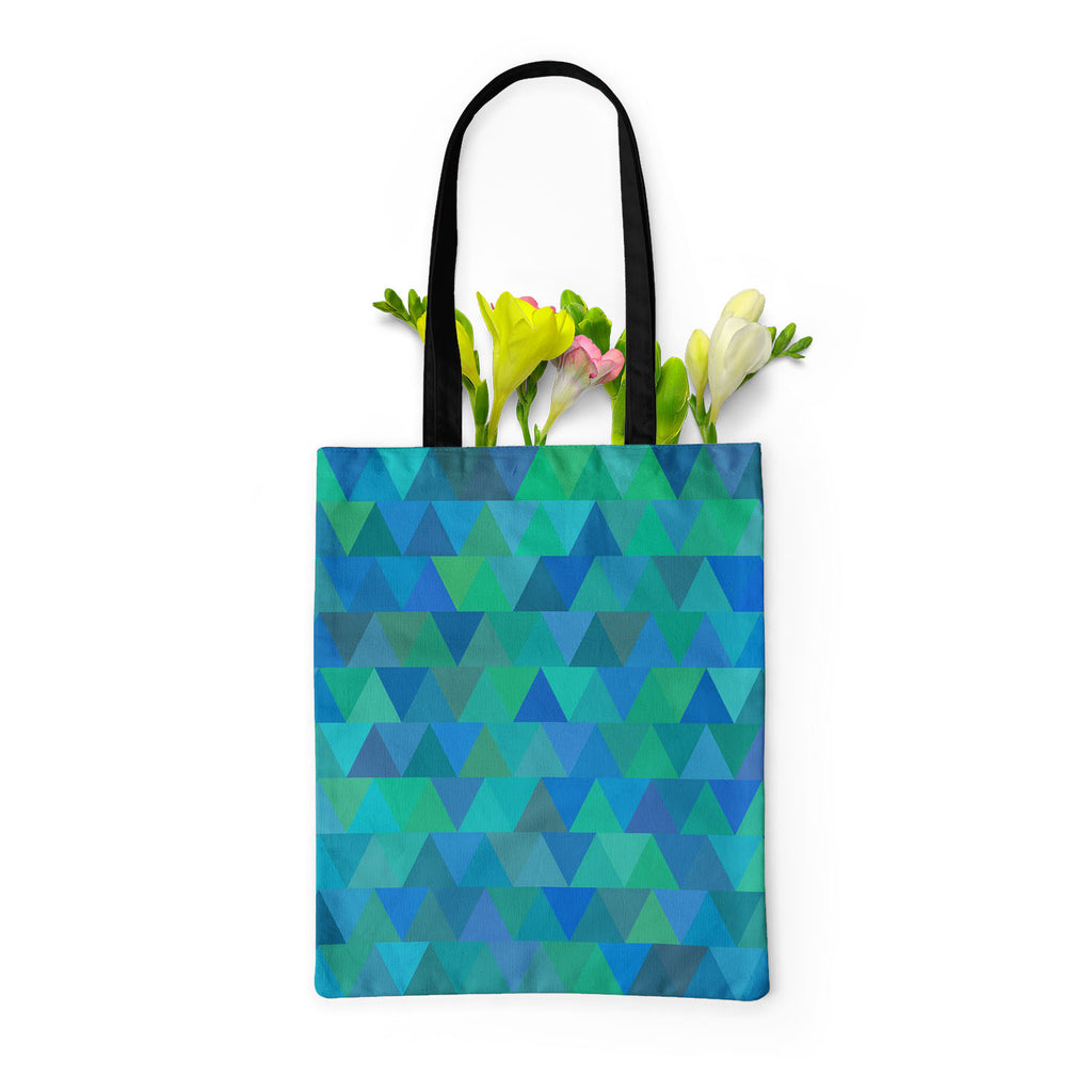 Creative Triangles D1 Tote Bag Shoulder Purse | Multipurpose-Tote Bags Basic-TOT_FB_BS-IC 5007635 IC 5007635, Abstract Expressionism, Abstracts, Digital, Digital Art, Fashion, Geometric, Geometric Abstraction, Graphic, Hipster, Illustrations, Modern Art, Patterns, Retro, Semi Abstract, Signs, Signs and Symbols, Triangles, creative, d1, tote, bag, shoulder, purse, multipurpose, abstract, background, vector, backdrop, blue, cover, decoration, delta, design, diagonal, form, geometrical, geometry, green, illust