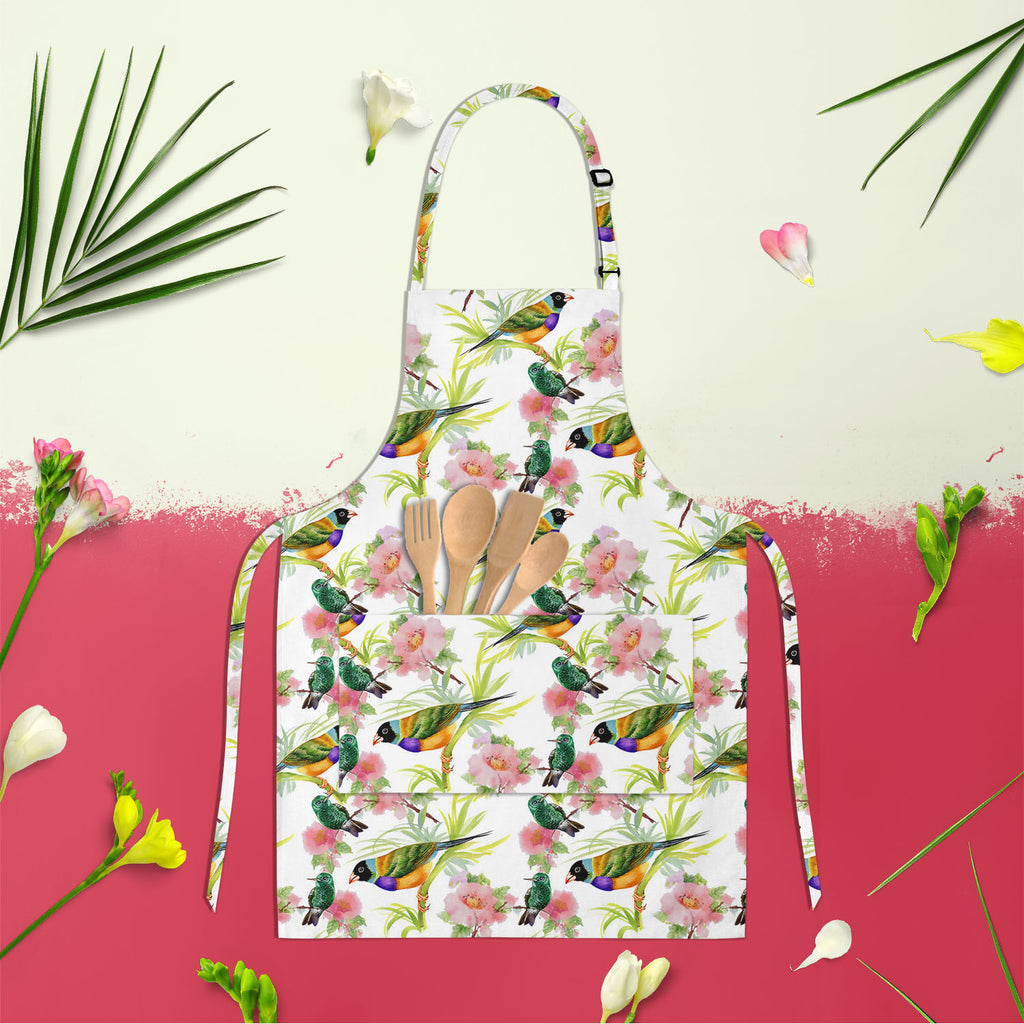 Tropical Beauty Apron | Adjustable, Free Size & Waist Tiebacks-Aprons Neck to Knee-APR_NK_KN-IC 5007638 IC 5007638, Animals, Art and Paintings, Birds, Black and White, Botanical, Drawing, Floral, Flowers, Illustrations, Nature, Paintings, Patterns, Retro, Scenic, Signs, Signs and Symbols, Tropical, Watercolour, White, beauty, apron, adjustable, free, size, waist, tiebacks, art, artistic, background, beautiful, branches, brown, colorful, colors, decor, decoration, design, drawn, elegance, elements, exotic, f