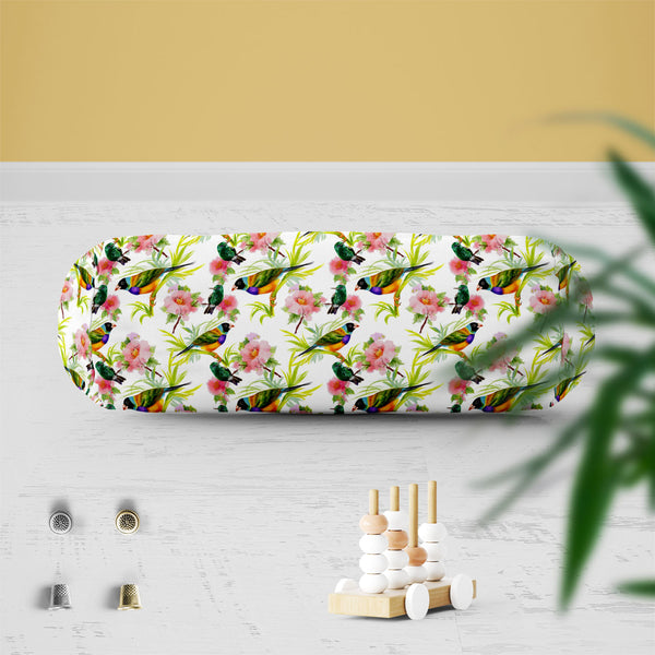 Tropical Beauty Bolster Cover Booster Cases | Concealed Zipper Opening-Bolster Covers-BOL_CV_ZP-IC 5007638 IC 5007638, Animals, Art and Paintings, Birds, Black and White, Botanical, Drawing, Floral, Flowers, Illustrations, Nature, Paintings, Patterns, Retro, Scenic, Signs, Signs and Symbols, Tropical, Watercolour, White, beauty, bolster, cover, booster, cases, zipper, opening, poly, cotton, fabric, art, artistic, background, beautiful, branches, brown, colorful, colors, decor, decoration, design, drawn, ele