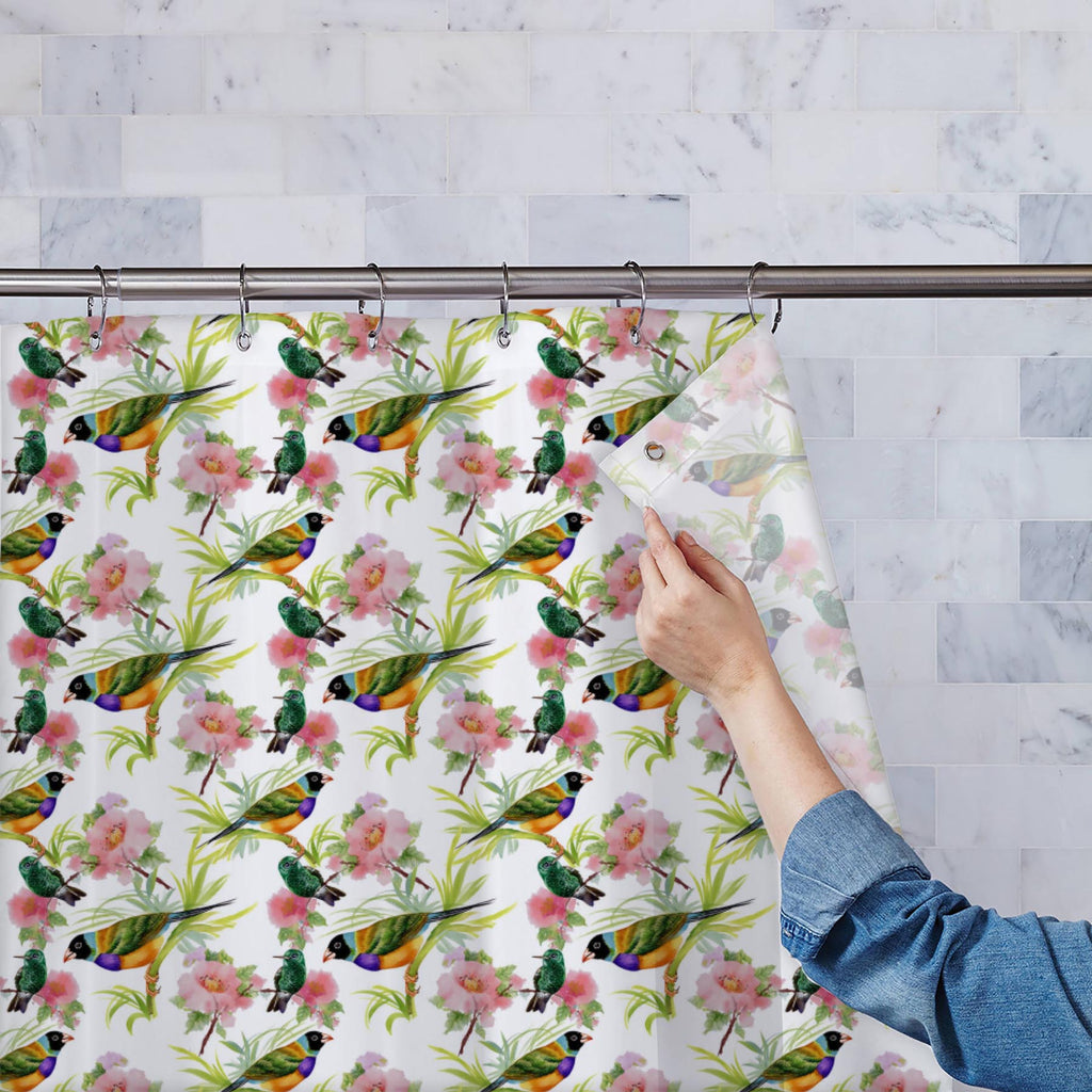 Tropical Beauty Washable Waterproof Shower Curtain-Shower Curtains-CUR_SH-IC 5007638 IC 5007638, Animals, Art and Paintings, Birds, Black and White, Botanical, Drawing, Floral, Flowers, Illustrations, Nature, Paintings, Patterns, Retro, Scenic, Signs, Signs and Symbols, Tropical, Watercolour, White, beauty, washable, waterproof, shower, curtain, art, artistic, background, beautiful, branches, brown, colorful, colors, decor, decoration, design, drawn, elegance, elements, exotic, feathers, green, hand, illust