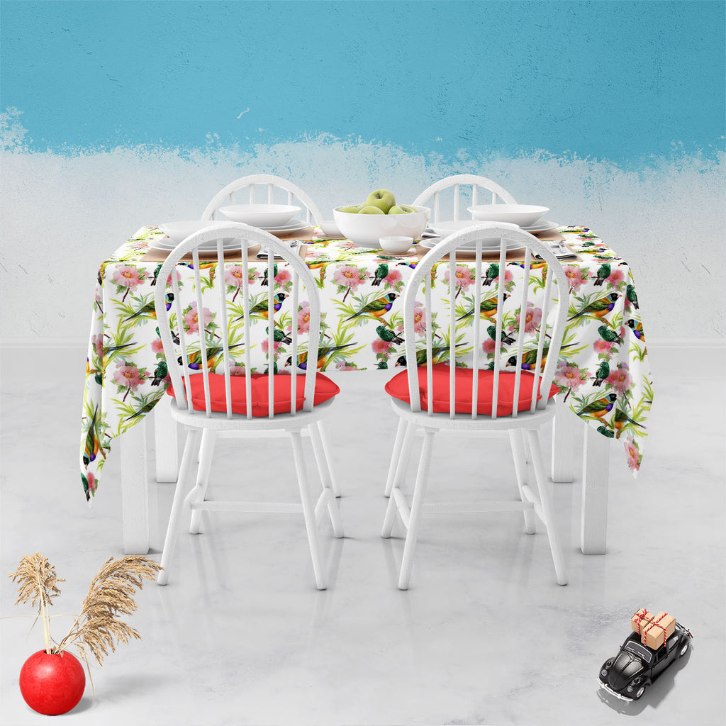 Tropical Beauty Table Cloth Cover-Table Covers-CVR_TB_NR-IC 5007638 IC 5007638, Animals, Art and Paintings, Birds, Black and White, Botanical, Drawing, Floral, Flowers, Illustrations, Nature, Paintings, Patterns, Retro, Scenic, Signs, Signs and Symbols, Tropical, Watercolour, White, beauty, table, cloth, cover, art, artistic, background, beautiful, branches, brown, colorful, colors, decor, decoration, design, drawn, elegance, elements, exotic, feathers, green, hand, illustration, image, leaves, ornate, pain