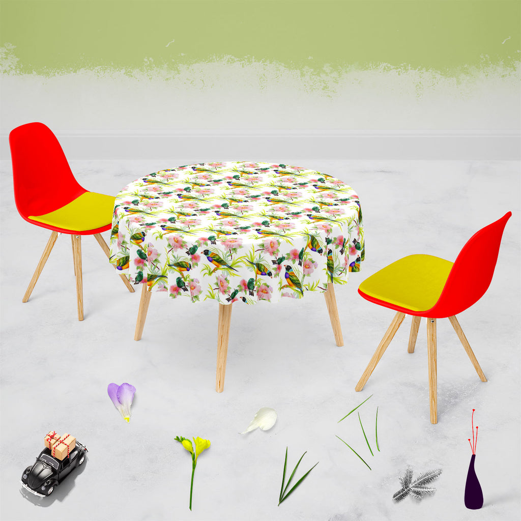 Tropical Beauty Table Cloth Cover-Table Covers-CVR_TB_RD-IC 5007638 IC 5007638, Animals, Art and Paintings, Birds, Black and White, Botanical, Drawing, Floral, Flowers, Illustrations, Nature, Paintings, Patterns, Retro, Scenic, Signs, Signs and Symbols, Tropical, Watercolour, White, beauty, table, cloth, cover, art, artistic, background, beautiful, branches, brown, colorful, colors, decor, decoration, design, drawn, elegance, elements, exotic, feathers, green, hand, illustration, image, leaves, ornate, pain