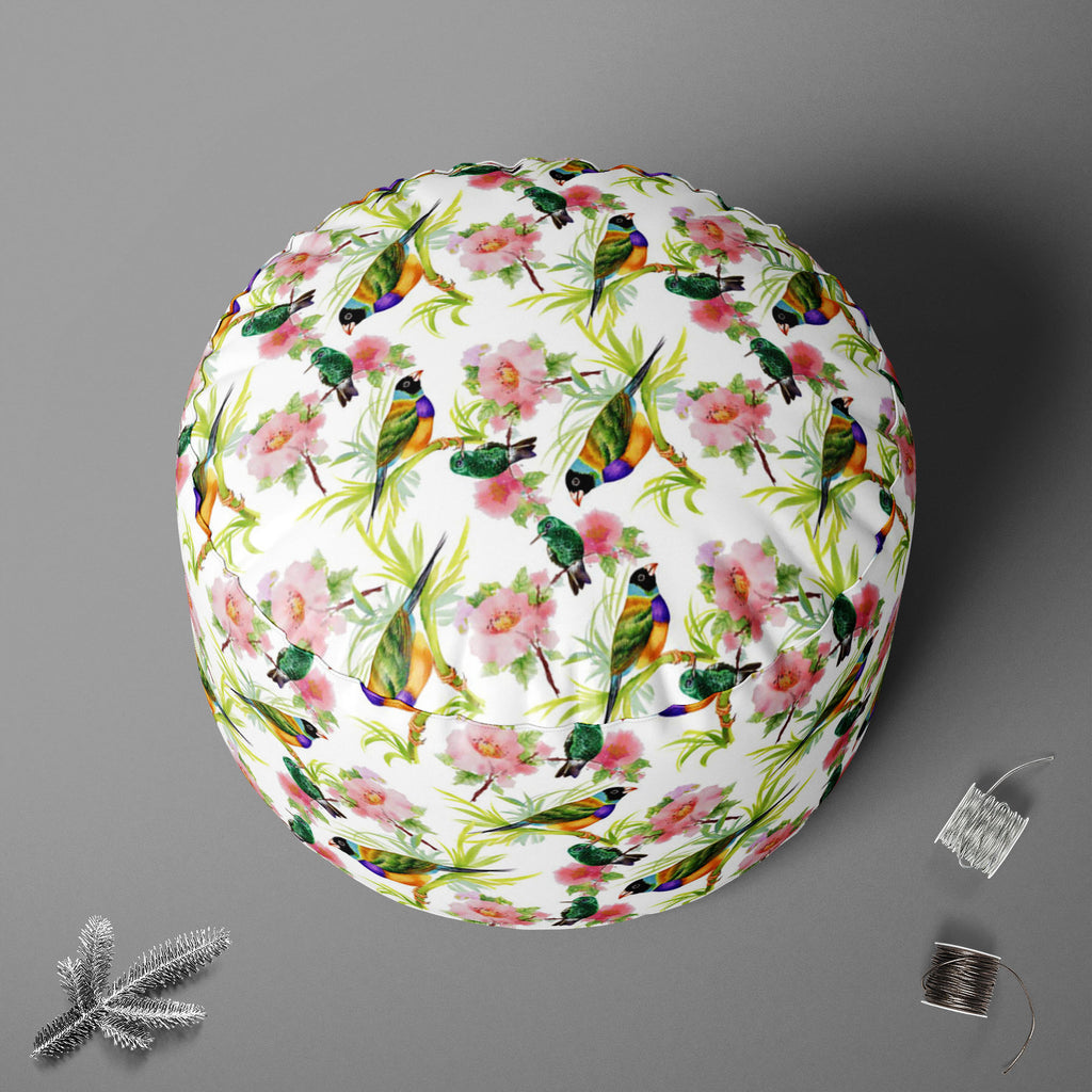 Tropical Beauty Footstool Footrest Puffy Pouffe Ottoman Bean Bag | Canvas Fabric-Footstools-FST_CB_BN-IC 5007638 IC 5007638, Animals, Art and Paintings, Birds, Black and White, Botanical, Drawing, Floral, Flowers, Illustrations, Nature, Paintings, Patterns, Retro, Scenic, Signs, Signs and Symbols, Tropical, Watercolour, White, beauty, footstool, footrest, puffy, pouffe, ottoman, bean, bag, canvas, fabric, art, artistic, background, beautiful, branches, brown, colorful, colors, decor, decoration, design, dra