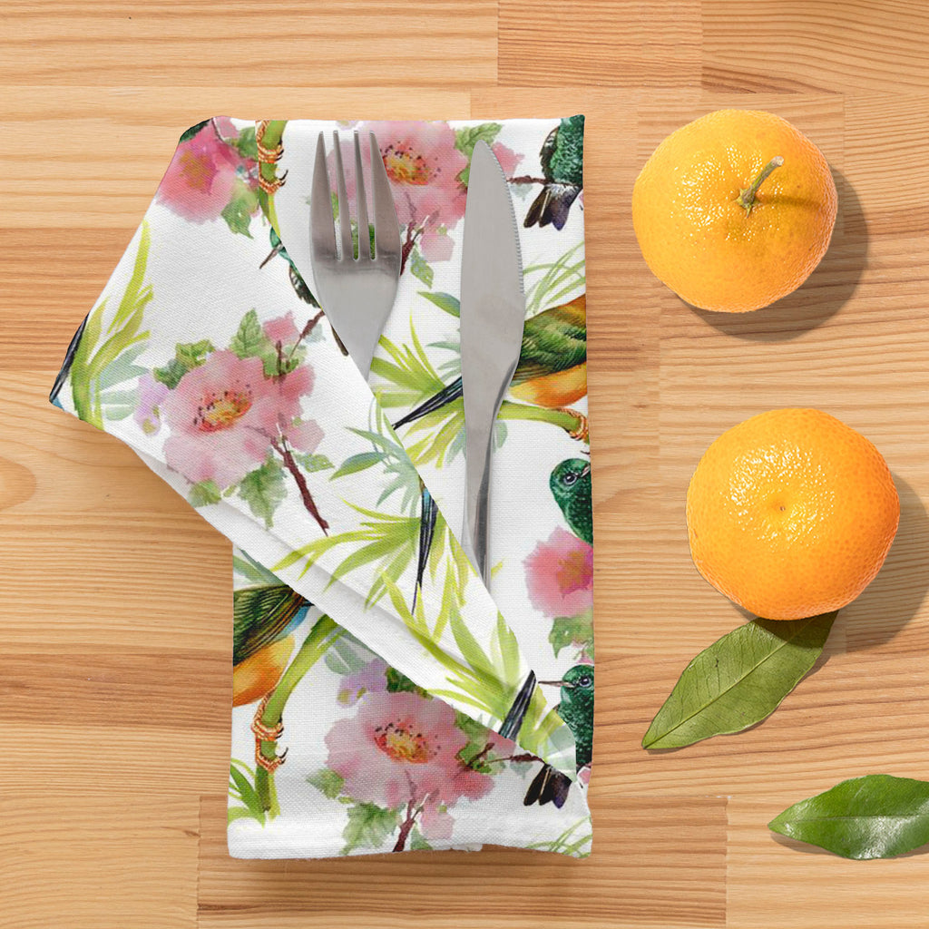 Tropical Beauty Table Napkin-Table Napkins-NAP_TB-IC 5007638 IC 5007638, Animals, Art and Paintings, Birds, Black and White, Botanical, Drawing, Floral, Flowers, Illustrations, Nature, Paintings, Patterns, Retro, Scenic, Signs, Signs and Symbols, Tropical, Watercolour, White, beauty, table, napkin, art, artistic, background, beautiful, branches, brown, colorful, colors, decor, decoration, design, drawn, elegance, elements, exotic, feathers, green, hand, illustration, image, leaves, ornate, painting, pattern