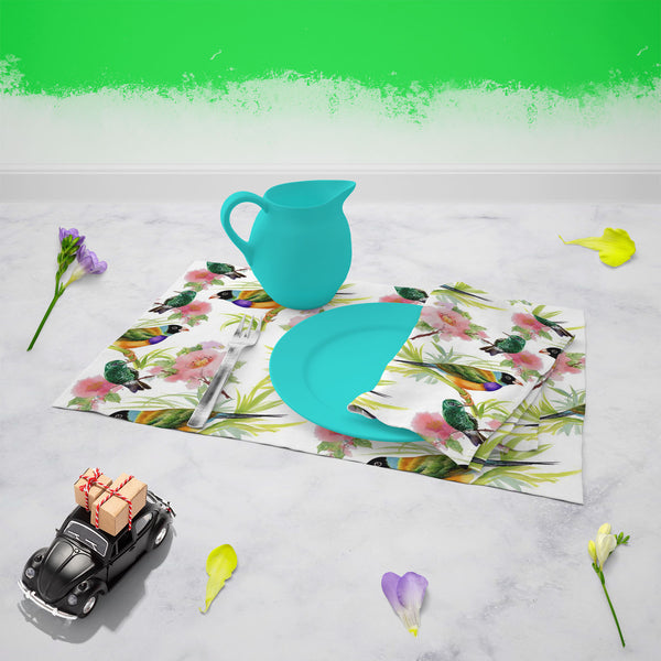 Tropical Beauty Table Napkin-Table Napkins-NAP_TB-IC 5007638 IC 5007638, Animals, Art and Paintings, Birds, Black and White, Botanical, Drawing, Floral, Flowers, Illustrations, Nature, Paintings, Patterns, Retro, Scenic, Signs, Signs and Symbols, Tropical, Watercolour, White, beauty, table, napkin, for, dining, center, poly, cotton, fabric, art, artistic, background, beautiful, branches, brown, colorful, colors, decor, decoration, design, drawn, elegance, elements, exotic, feathers, green, hand, illustratio