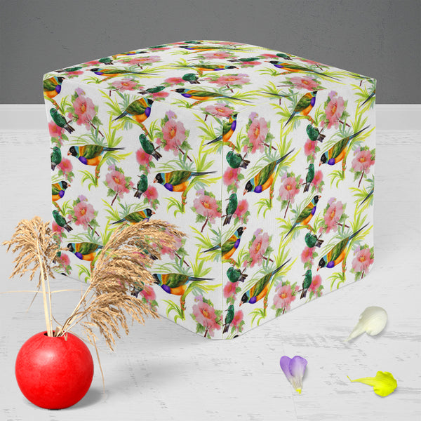 Tropical Beauty Footstool Footrest Puffy Pouffe Ottoman Bean Bag | Canvas Fabric-Footstools-FST_CB_BN-IC 5007638 IC 5007638, Animals, Art and Paintings, Birds, Black and White, Botanical, Drawing, Floral, Flowers, Illustrations, Nature, Paintings, Patterns, Retro, Scenic, Signs, Signs and Symbols, Tropical, Watercolour, White, beauty, puffy, pouffe, ottoman, footstool, footrest, bean, bag, canvas, fabric, art, artistic, background, beautiful, branches, brown, colorful, colors, decor, decoration, design, dra
